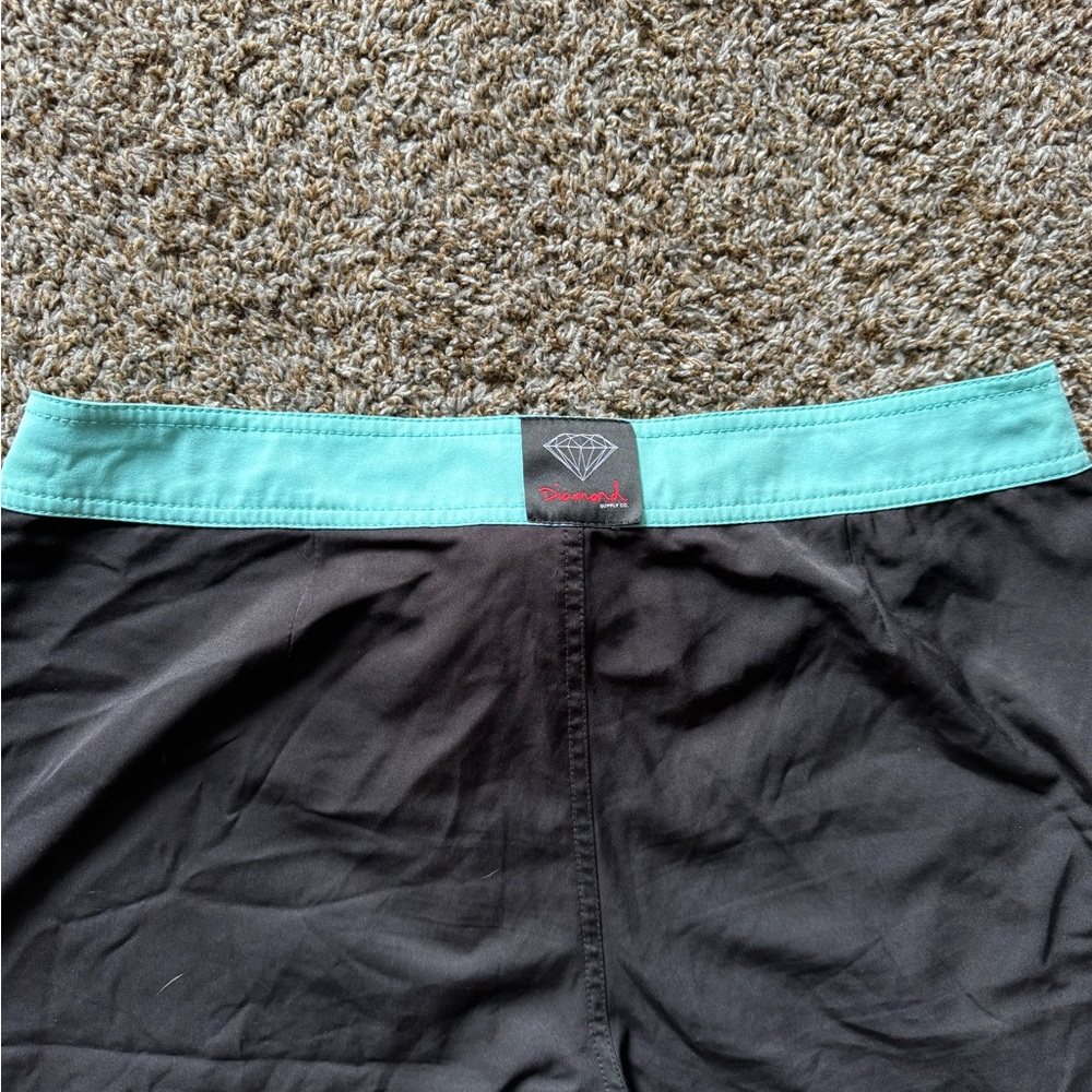 Diamond Supply co black & Tiffany d. Logo board shorts size 34 w cargo pocket - Picture 6 of 8